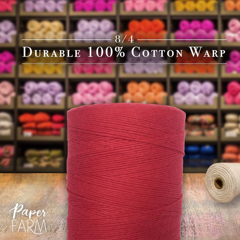 Paper Farm 100% Cotton Loom Warp Thread (Red), 8/4 Warp Yarn (800 Yards), Perfect for Weaving: Carpet, Tapestry, Rug, Blanket or Pattern - Warping Thread for Any Loom - Image 3